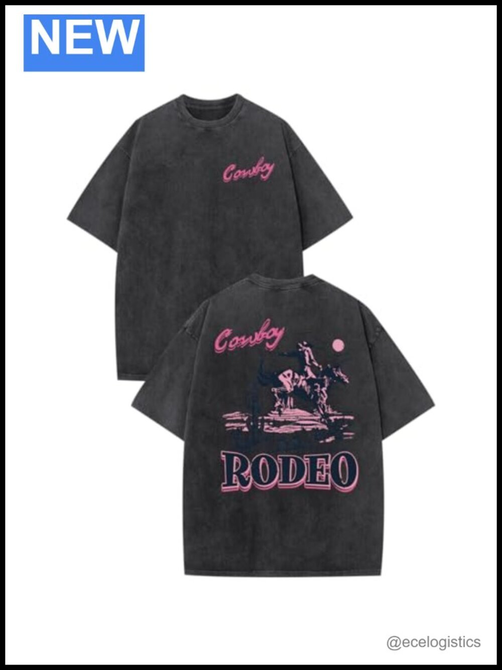 Vintage Rodeo Cowboy Shirt Acid Wash T-Shirt Oversized Graphic Tee
